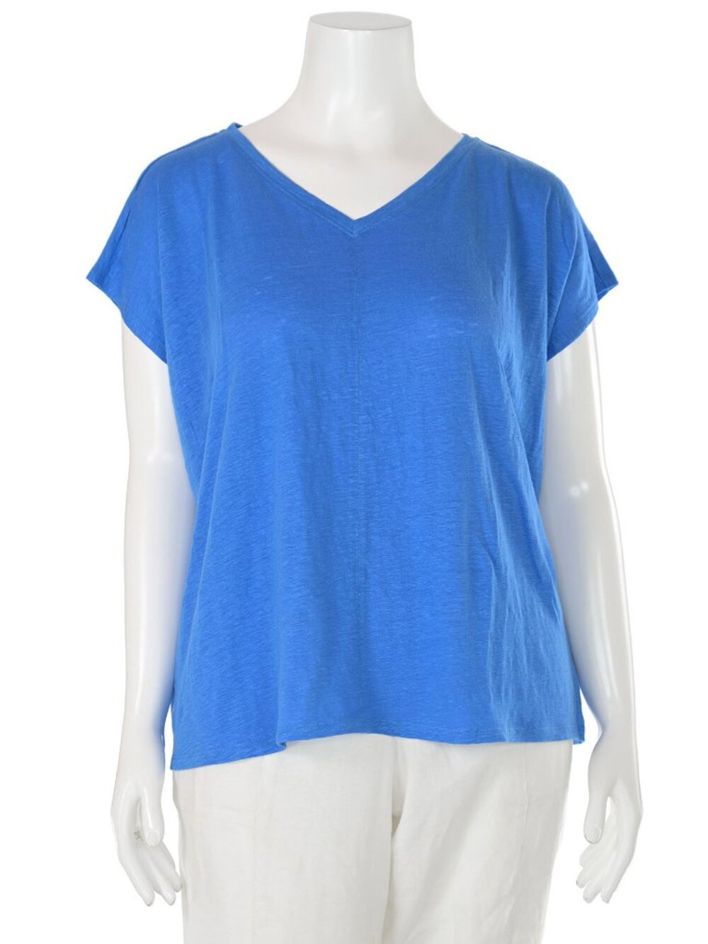 NWT Eileen Fisher $118 Calypso Blue V-Neck Square Tee Women's sz XL